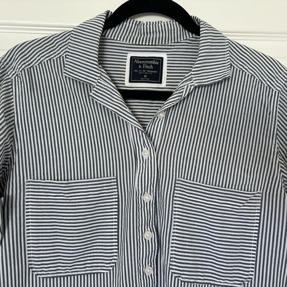 Abercrombie & Fitch Popover Button-Up Striped Shirt size M - Picture 2 of 11